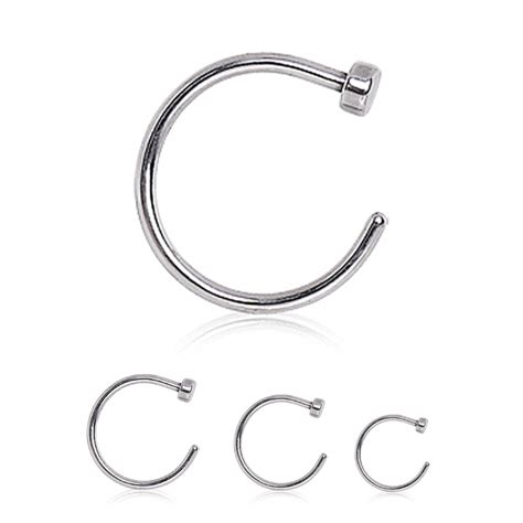 Nose Ring Piercing Hoop Stud Silver Surgical Steel Thin Bar 8mm 10mm Ebay