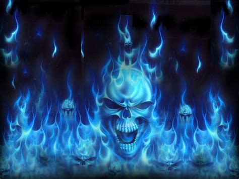 Blue Fire Skull Wallpapers Bigbeamng