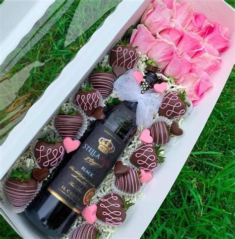 Rose And Wine Box X X White With Etsy Chocolate Covered