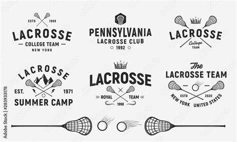 Lacrosse Emblems Logos Badges Templates Set Of 6 Lacrosse Logos And