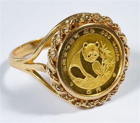Lot 332 Chinese Gold Panda Coin Mounted In 14k Gold Ring Leonard