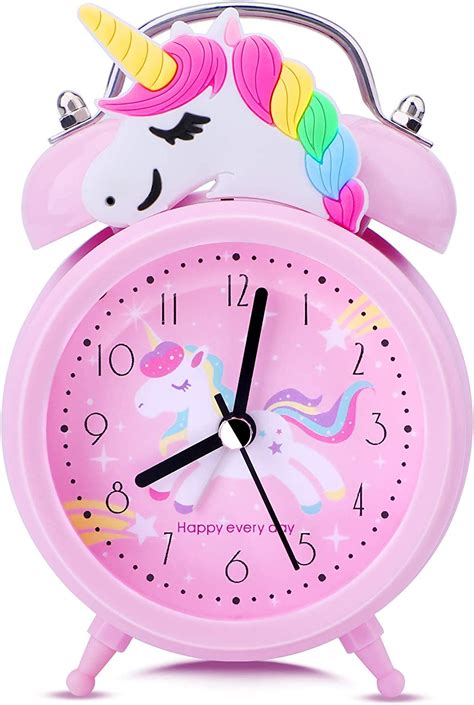 Silent Bedside Alarm Clock Battery Operatednon Ticking Pink Unicorn