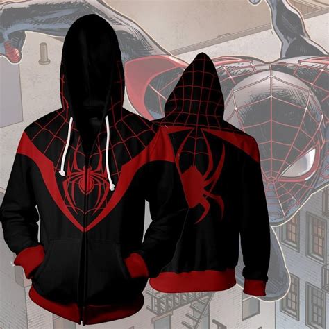 Ultimate Spider Man Miles Morales Jacket Zip Up Hoodie Spiderman 3d