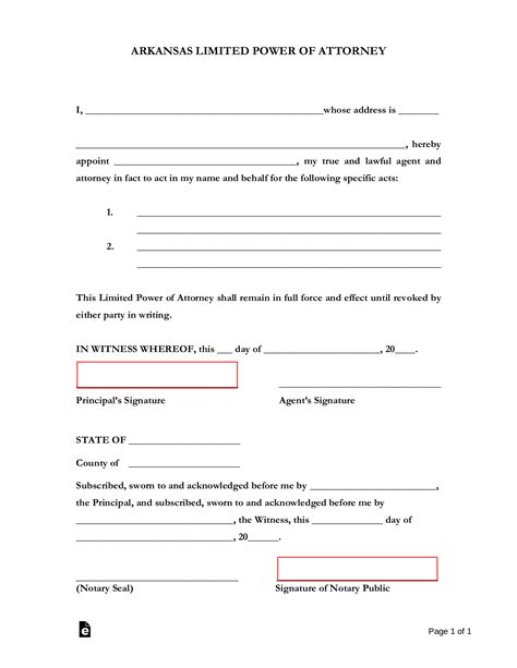 Free Arkansas Limited Power Of Attorney Form Pdf Word Eforms