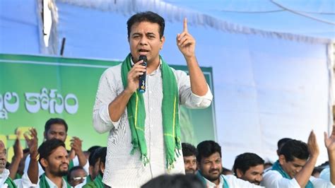 Ktr Slams Congress Bjp At Adilabad Raitu Maha Dharna Protest Pledges