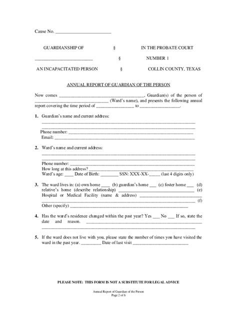 Texas Guardianship Annual Report Form Fill Online Printable
