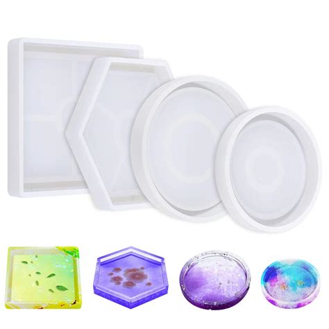 buy diy coaster silicone mold pack of 4 resin molds for casting eco friendly sturdy hexagon