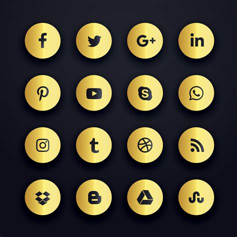 Golden Social Media Icons