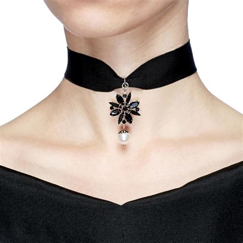 Classic Wide Black Ribbon Choker Fashion Statement Necklace Imitation