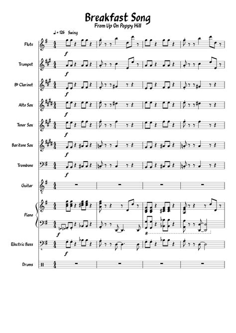 breakfast song from up on poppy hill [wip] sheet music for piano trombone flute clarinet in