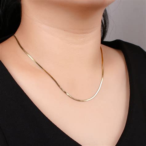 Herringbone Chain Necklace K Gold Filled Herringbone Etsy