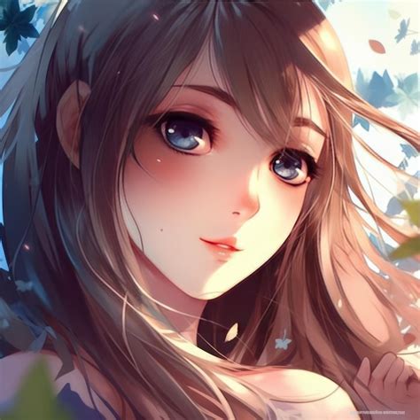 Premium Photo Anime Girl With Brown Hair And Blue Eyes Looking At The Camera
