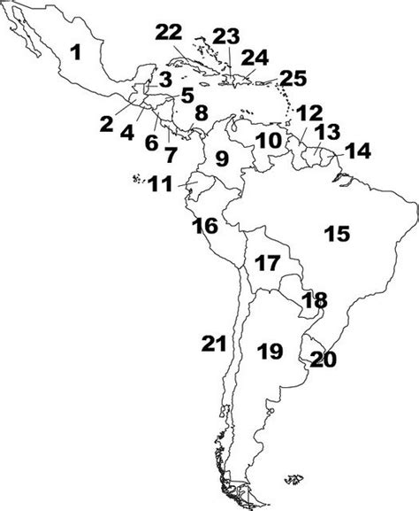 Map Of Central And South America Blank