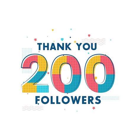 Thank You 200 Followers Celebration Greeting Card For Social Networks