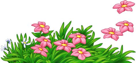 Grass With Flowers Png Clipart Cartoon Flowers And Grass Transparent