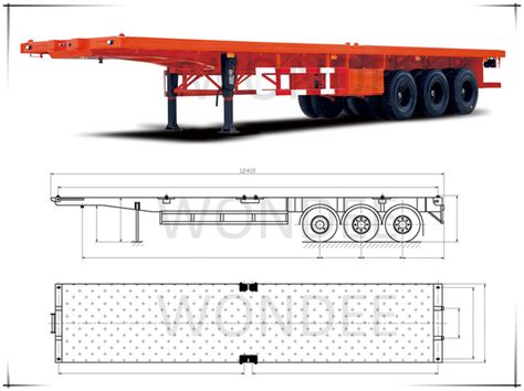 High Quality 40 Ton Tri Axle 40ft Flatbed Trailer With Container Lock