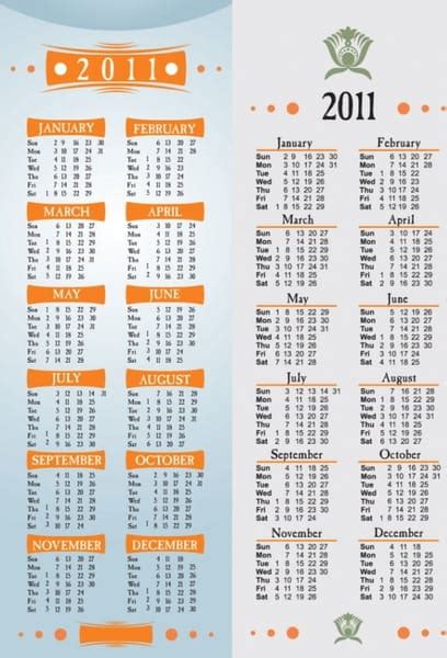 Simple 2011 Calendar Template Vector Eps Uidownload