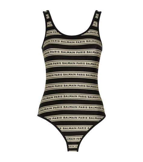Balmain Logo Stripe Swimsuit Harrods Us