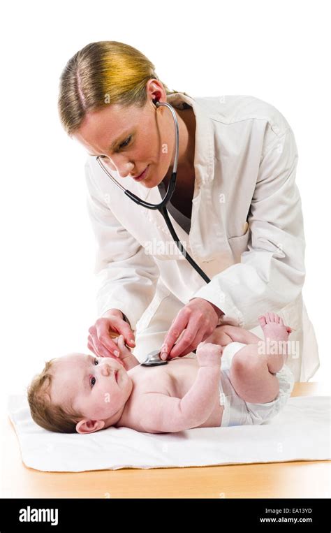 Baby Examination With Stethoscope Stock Photo Alamy
