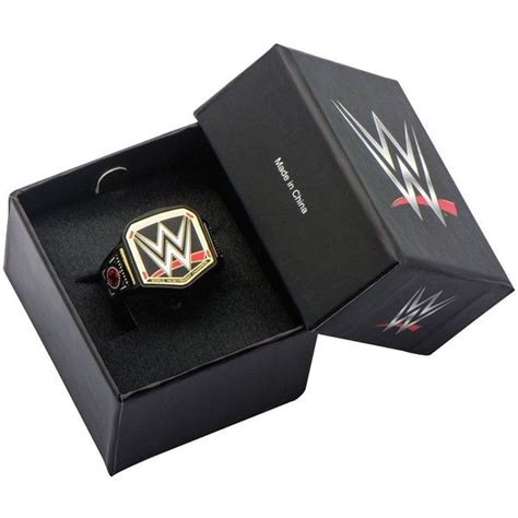 Wwe Championship Belt Mens Stainless Steel Black Pvd Plated Logo Ring