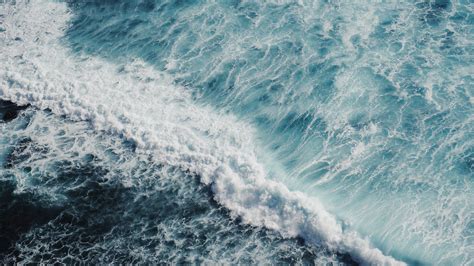 Aerial View Of Ocean Foam Surf Sea Water Hd Ocean Wallpapers Hd