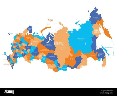 Political Map Of Russia Or Russian Federation Federal Subjects