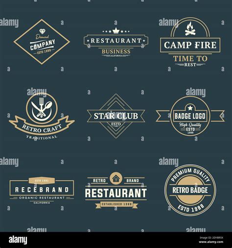 Retro Vintage Logo Design Template For Business And Company Stock