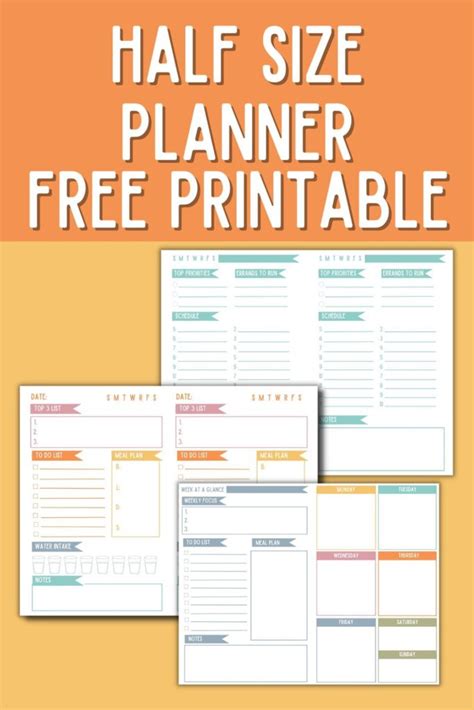 Half Size Planner Free Printables Originalmom