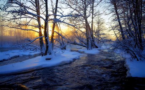 Winter River Wallpaper Nature And Landscape Wallpaper Better