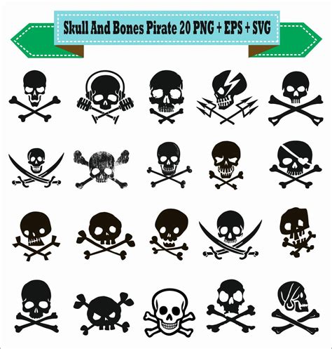 Skull And Bones Pirate Sword Crossbones Silhouette Vector Etsy