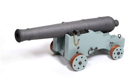 A Large Scratch Built Wooden Model Of A Ships Cannon The 78cm Barrel