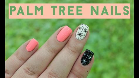 Black And White Palm Tree Nails Pop Of Neon Youtube
