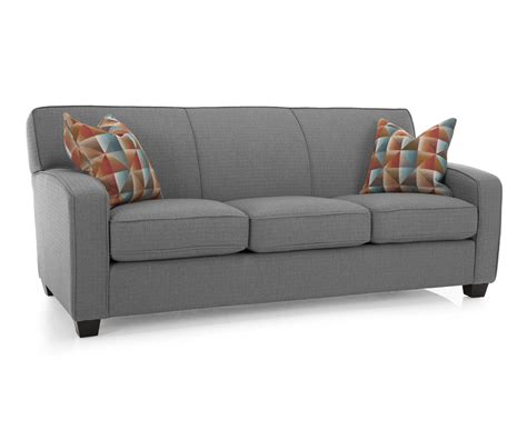 A sleek profile designed for welcoming comfort with gently curved roll arms, box seats, pillow backs, and two matching accent pillows. Hammond Queen Sofabed - Decorium Furniture
