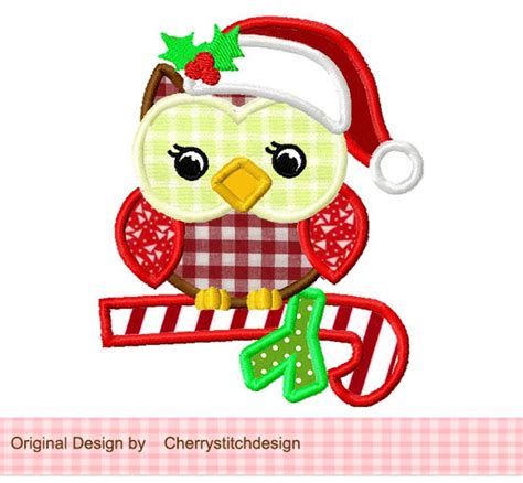 Owl Christmas Owl Machine Embroidery Applique Design 03 4x4 Etsy
