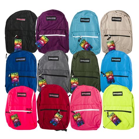 Wholesale Plain Backpack 17 12 Assorted Colors 12 Asst Plain Colors