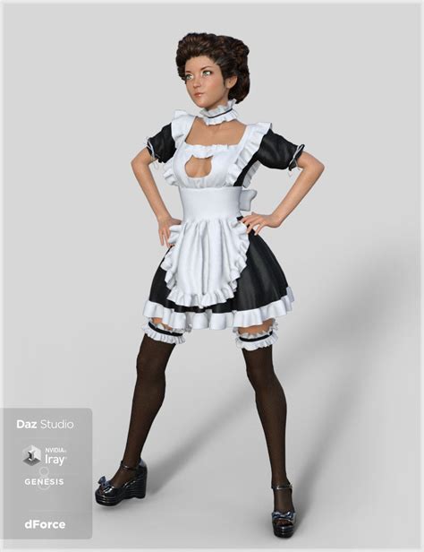 DForce French Maid Servant Outfit For Genesis 8 Female S Freebies Daz 3D