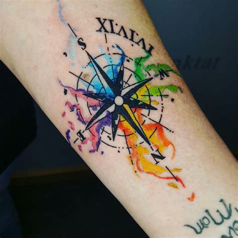 Watercolor Compass From The Other Day Compas Tattoo Sternum Tattoo