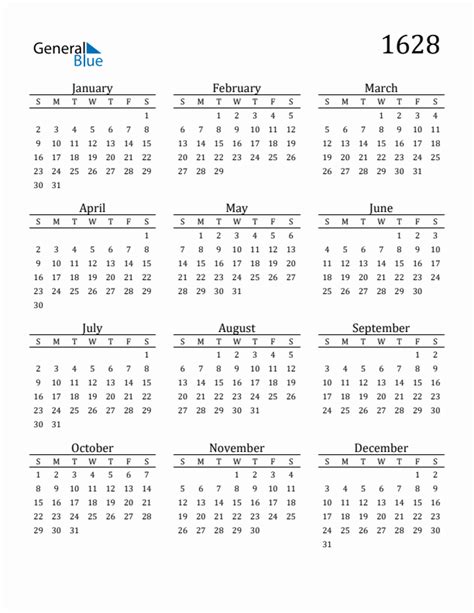 Free 1628 Calendars In Pdf Word Excel