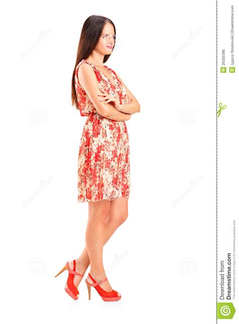 Beautiful Female Standing In Profile Stock Photo Image Of Fashionable