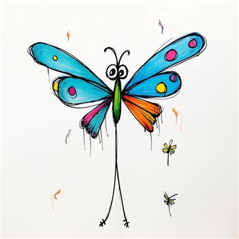 Premium Ai Image Children Drawing Butterfly