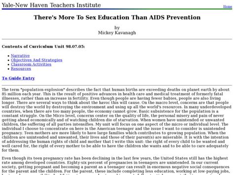 Theres More To Sex Education Than Aids Prevention Lesson Plan For 10th