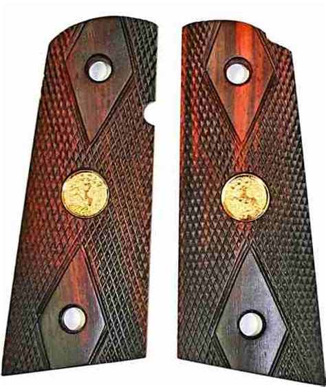 Colt 1911 Officers Model Rosewood Grips With Medallions