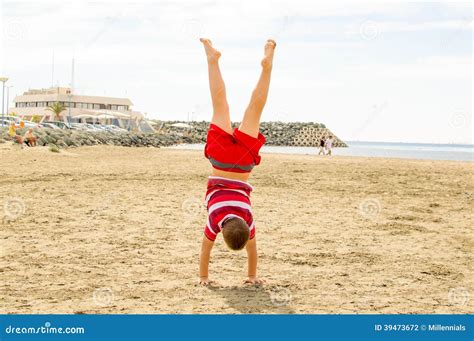 Boy Doing A Handstand Stock Photo Image Of Cheerful 39473672