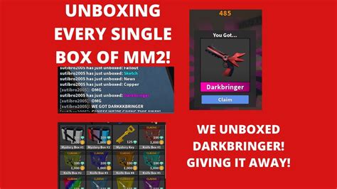Unboxing Every Single Box Of Mm2 We Unboxed Darkbringer Giving It