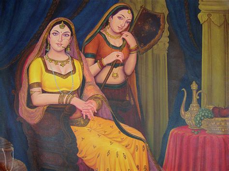 Indian Queen Rajasthani Maharani Portrait Traditional Indian Art Oil