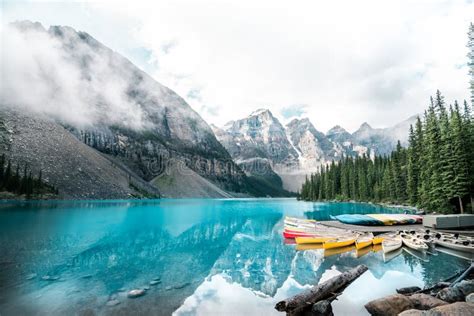 Beautiful Moraine Lake In Banff National Park Alberta Canada Stock