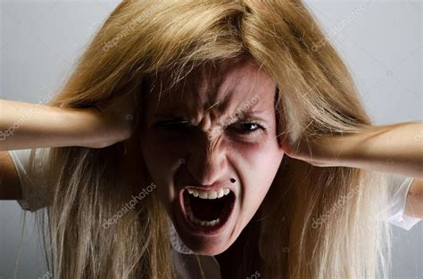 Very Angry Woman Screams Stock Photo By Patramansky