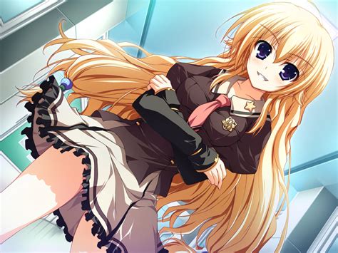 Akatsuki No Goei Blonde Hair Game Cg Kurayashiki Tae School Uniform Syangrila Tomose Shunsaku