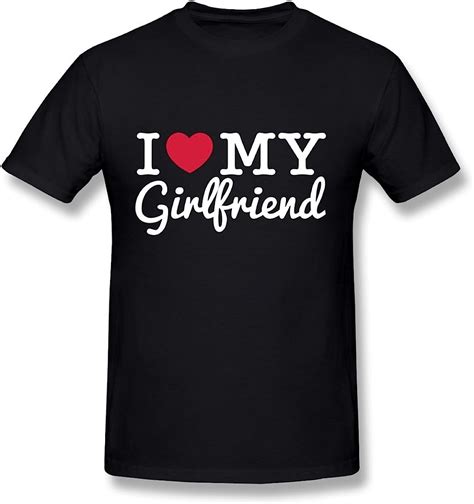 I Love My Girlfriend Black Mens Crew Neck Tee Shirts Xxl