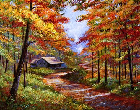 Cabin In The Woods Painting By David Lloyd Glover